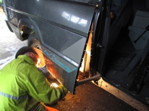 Drilling out the spot welds allows this panel to be moved